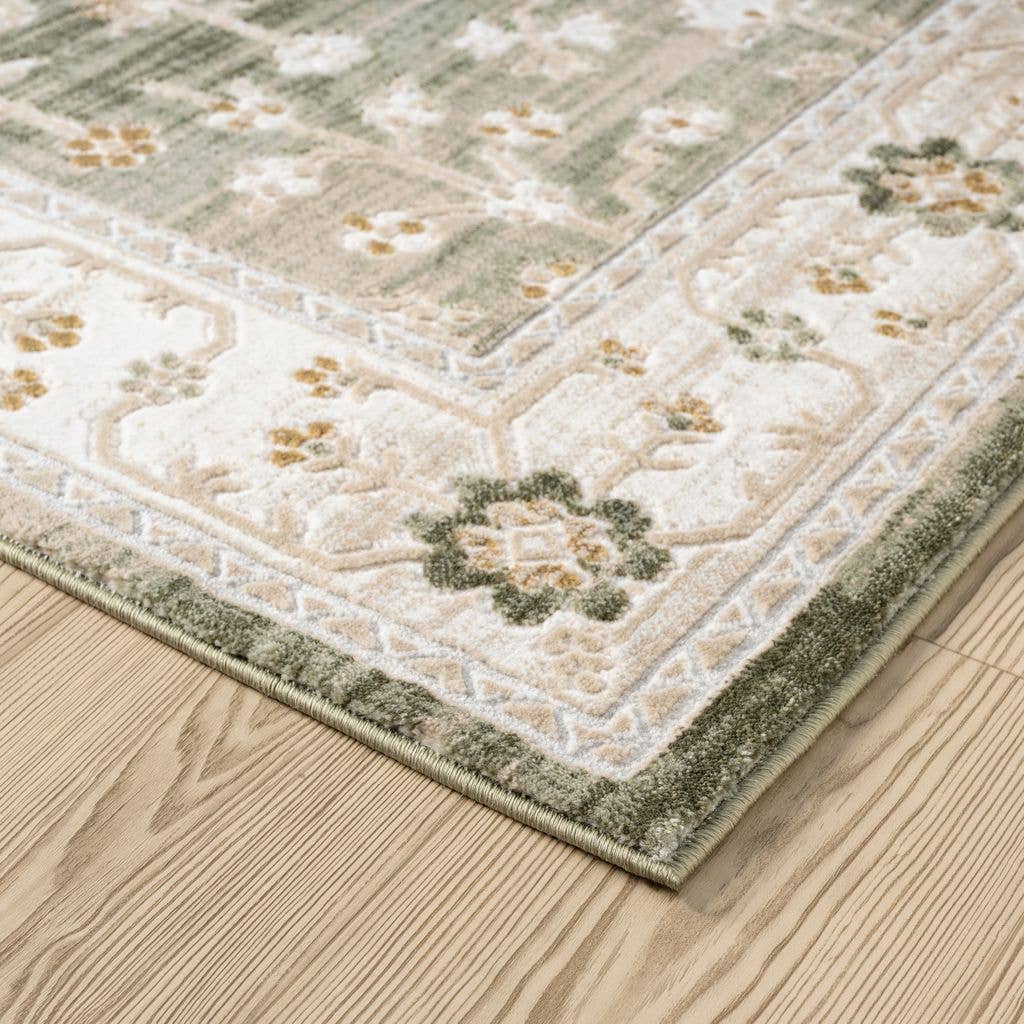 Abani Rugs – Großhandel Teppichvorleger – Abani Teppiche Ivy Vintage Grüner Floraler Bereichsteppich2