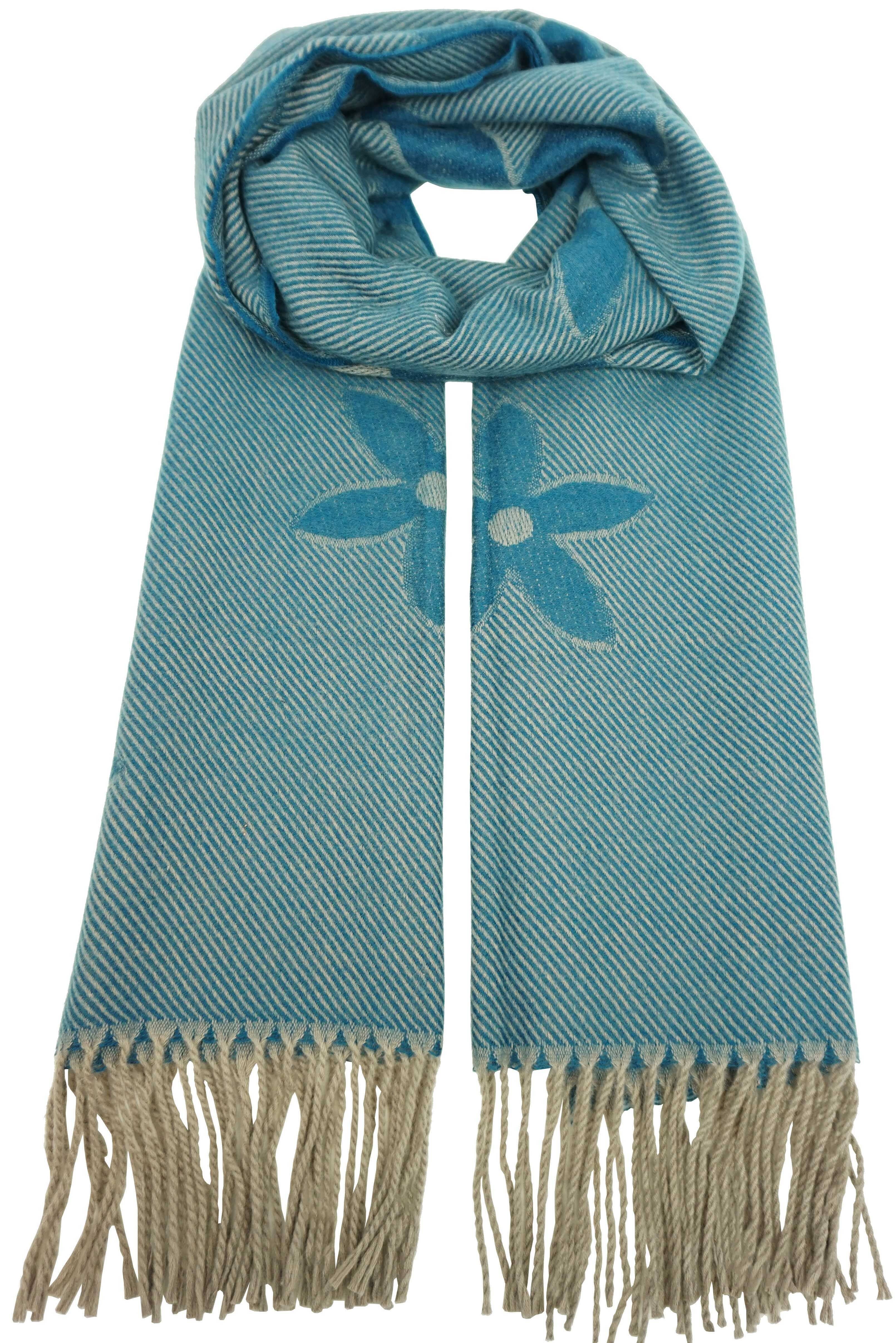 Anais - Vente Écharpe – femme - Echarpe avec franges et fleurs réversible YF59661