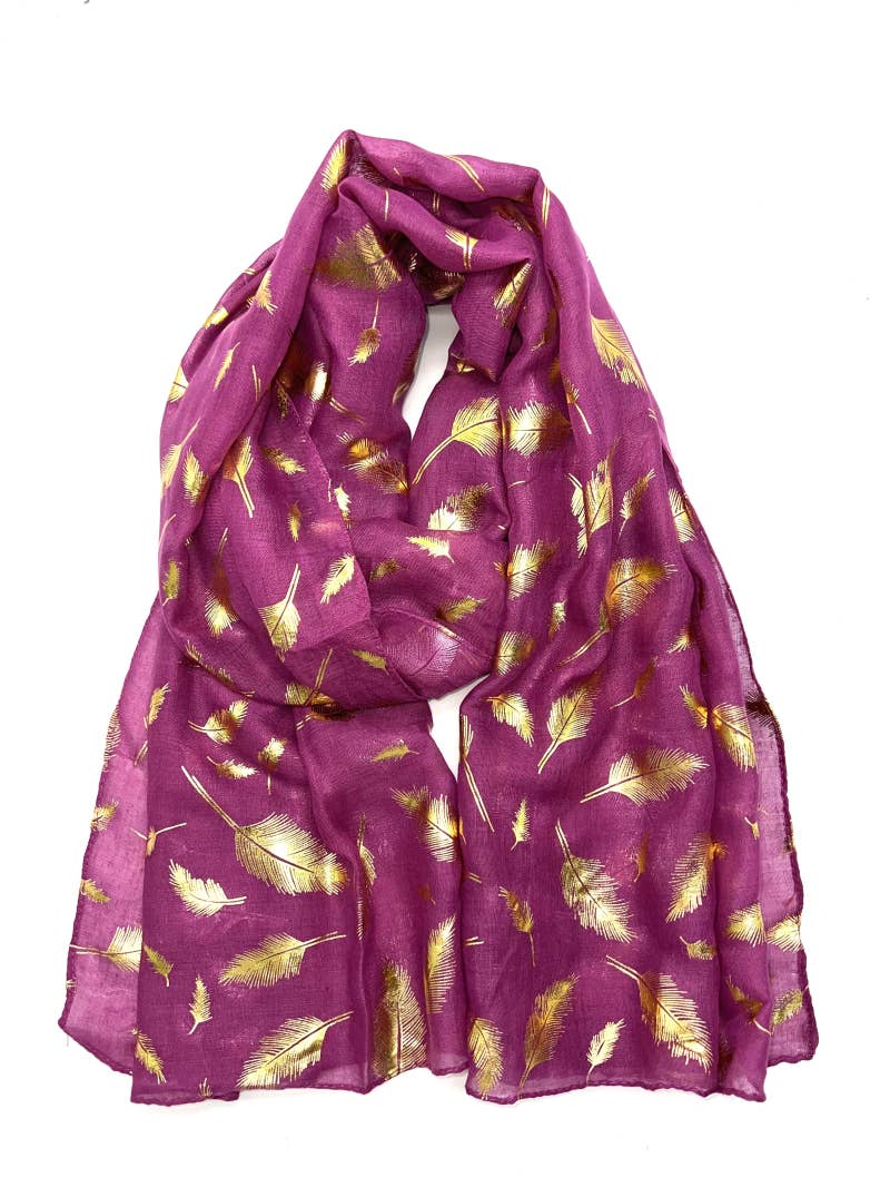 LINETA - Vente Écharpe – femme - B-6 Foulard avec dorure plume 5
