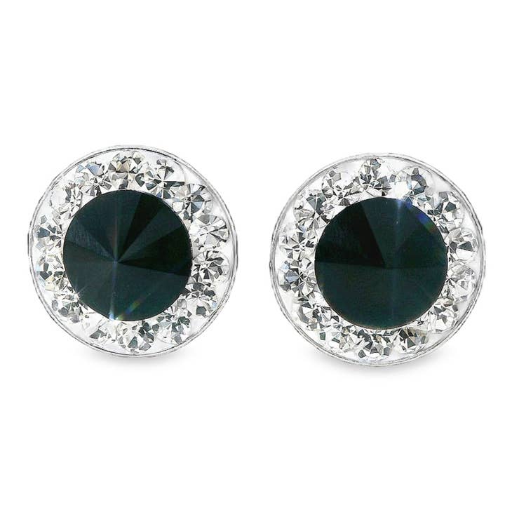 Puces d'oreilles Letizia en argent 925 Crystal-Jet pour la vente par Impala