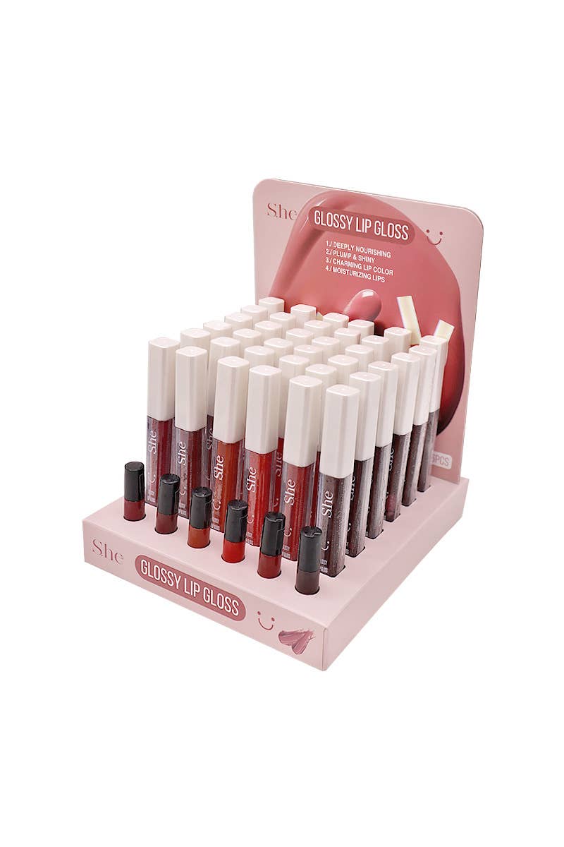 PINEAPPLE Beauty - Wholesale Lip Gloss - SHE LG1056 Red Glossy Lip Gloss - 36 1