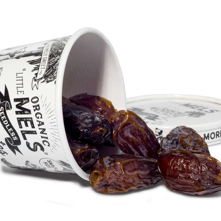 Rancho Meladuco Date Farm - Wholesale Dried/Dehydrated Fruit - Little Mels Seedless ORGANIC Medjool Dates, 4.5 oz Cup1