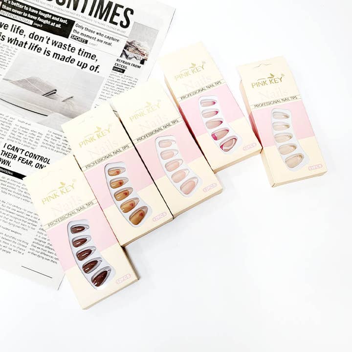 Assorted Color Pre Glued Press On Nail Set for wholesale on Faire