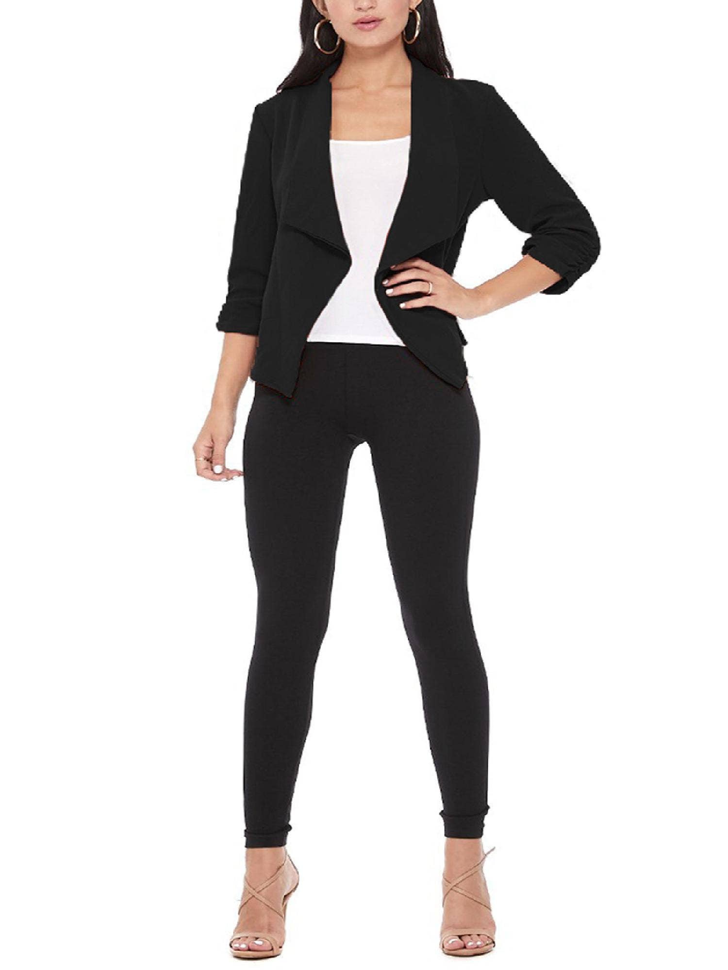 MOA COLLECTION - Wholesale Blazer - Women's - Casual Open Front Draped Solid Blazer Jacket11
