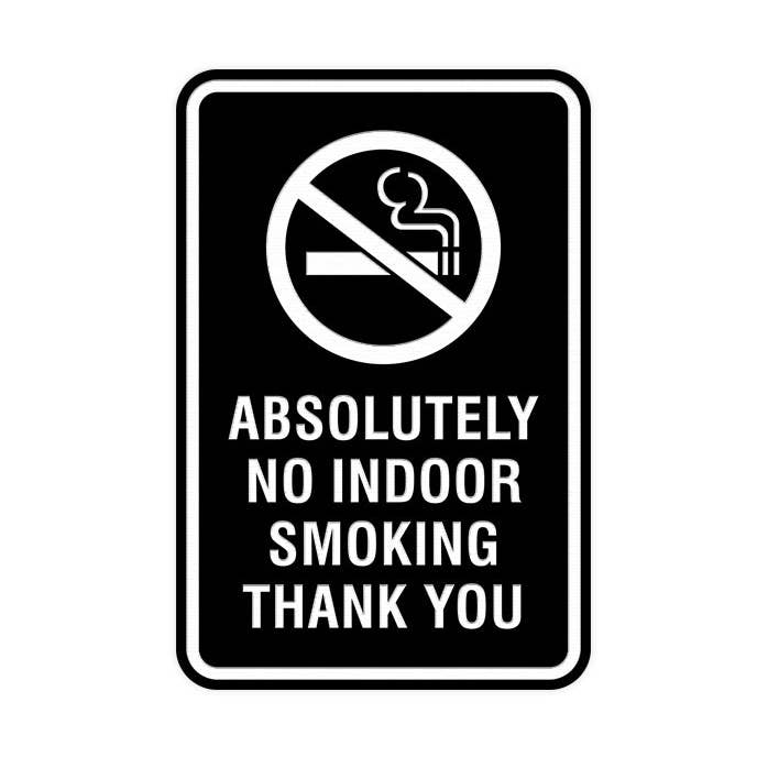 Rundes Dankeschön-Schild „Absolut No Indoor Smoking“, Portrait für den Großhandel von All Quality