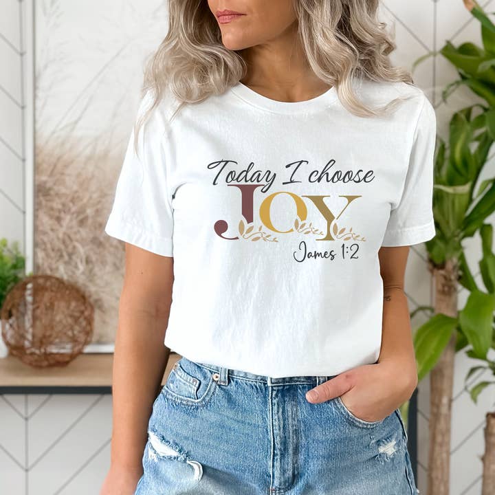 Today, Choose Joy Christian Bella Canvas Graphic Tee T-Shirt for wholesale by Hope Journey Tees