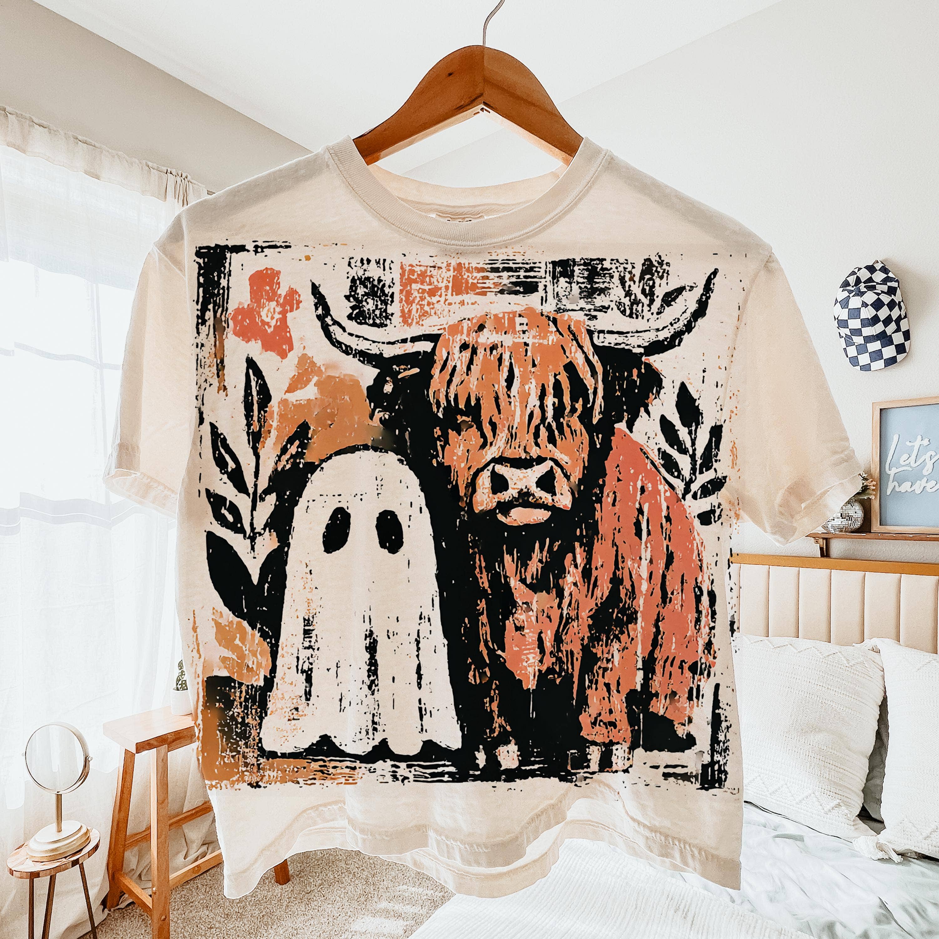 NVC Ecommerce LLC - Wholesale T-Shirt (Graphic) - Women's - Cute fall Highland Cow Ghost Shirt, Spooky Season Sweatshirt4