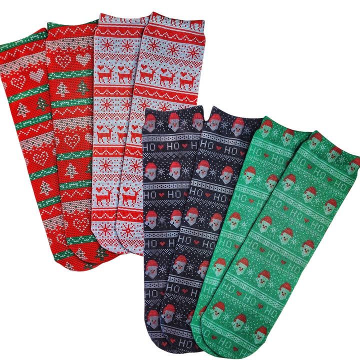 Ugly Christmas Sweater Socks, Comfort and Casual, Kids Adult for wholesale by Dapper Xpressions