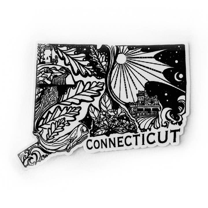 Connecticut State 4"-Aufkleber für den Großhandel von Wild Slice Designs