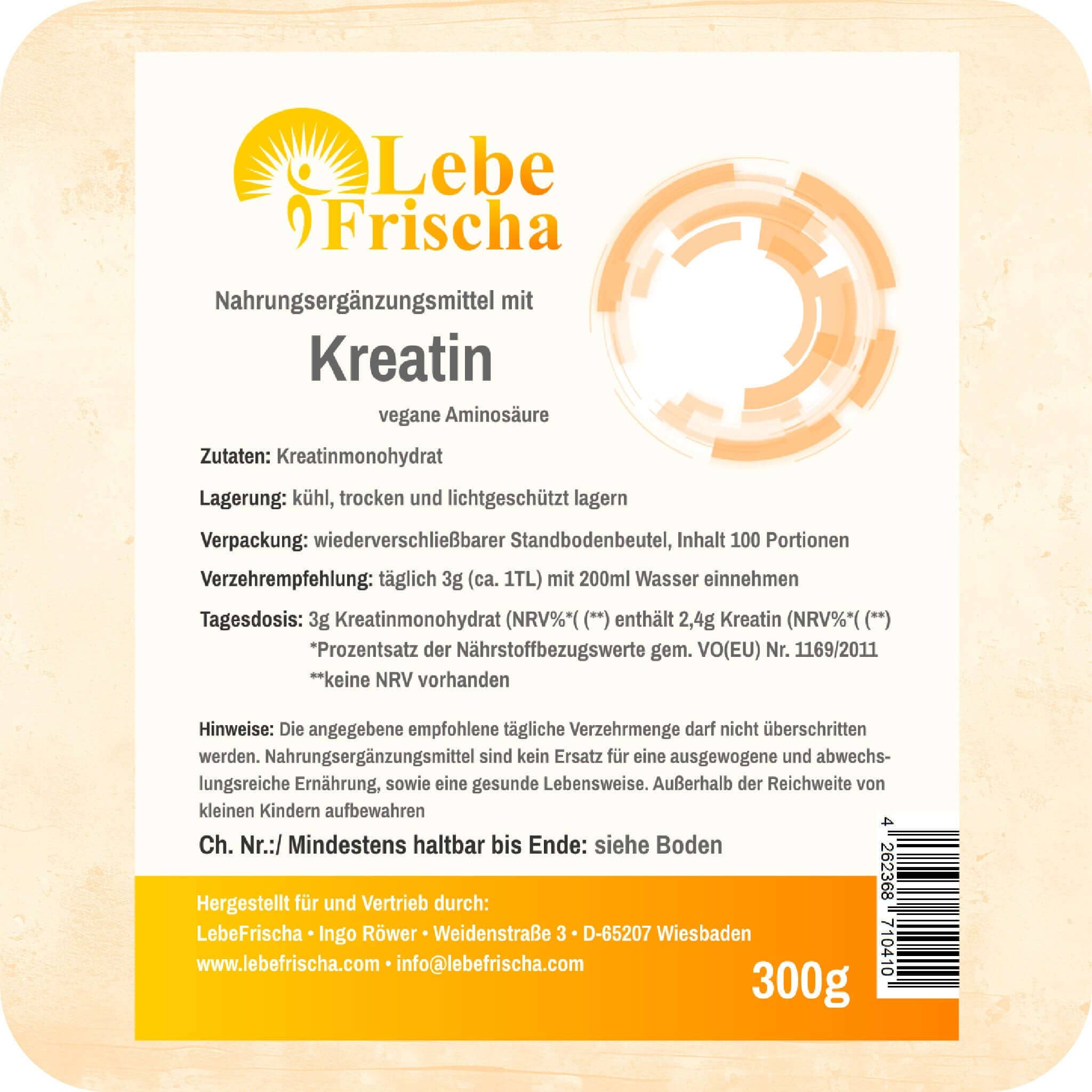 LebeFrischa - Wholesale Protein/Superfood Powder - LebeFrischa Creatine Monohydrate Powder – Highly Pure Micronized 300 g2