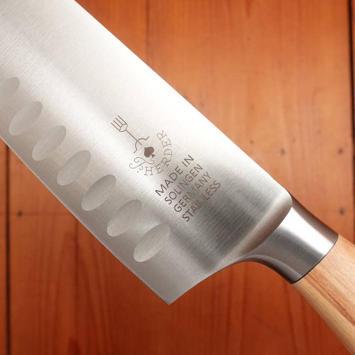 Bernal Cutlery - Wholesale Kitchen/Utility Knife - Friedr Herder Madera 6" Santoku Forged Stainless Olive 1/2 Bolster4