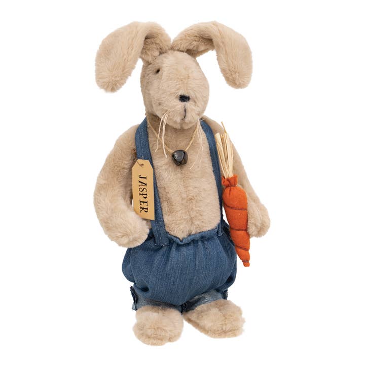 Jasper Overalls Bunny Doll w/Carrot for wholesale by The Hearthside Collection