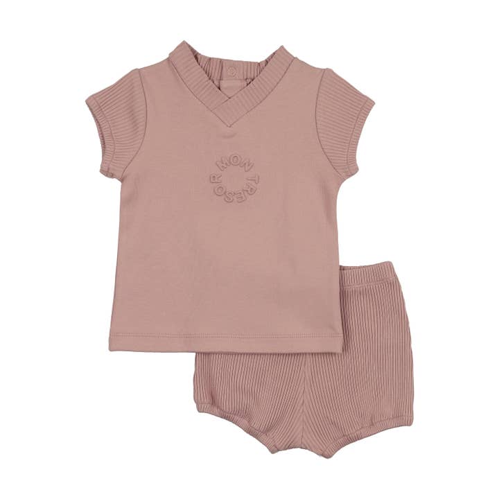 Embossed Logo Short Ensemble for wholesale by Mon Tresor Bebe