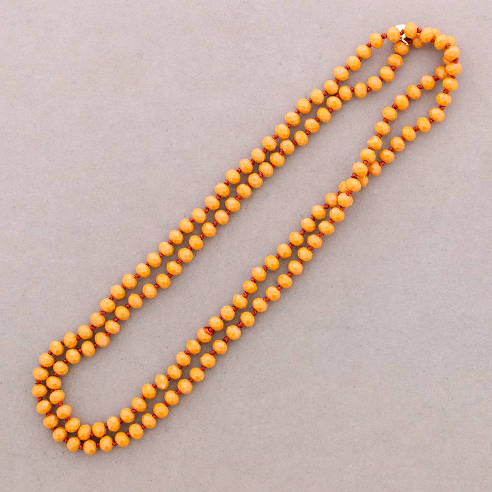 Sonata – wholesale Snap jewellery – Long Necklace with Knots and Faceted Crystal Beads 1.2M*8mm (A)0