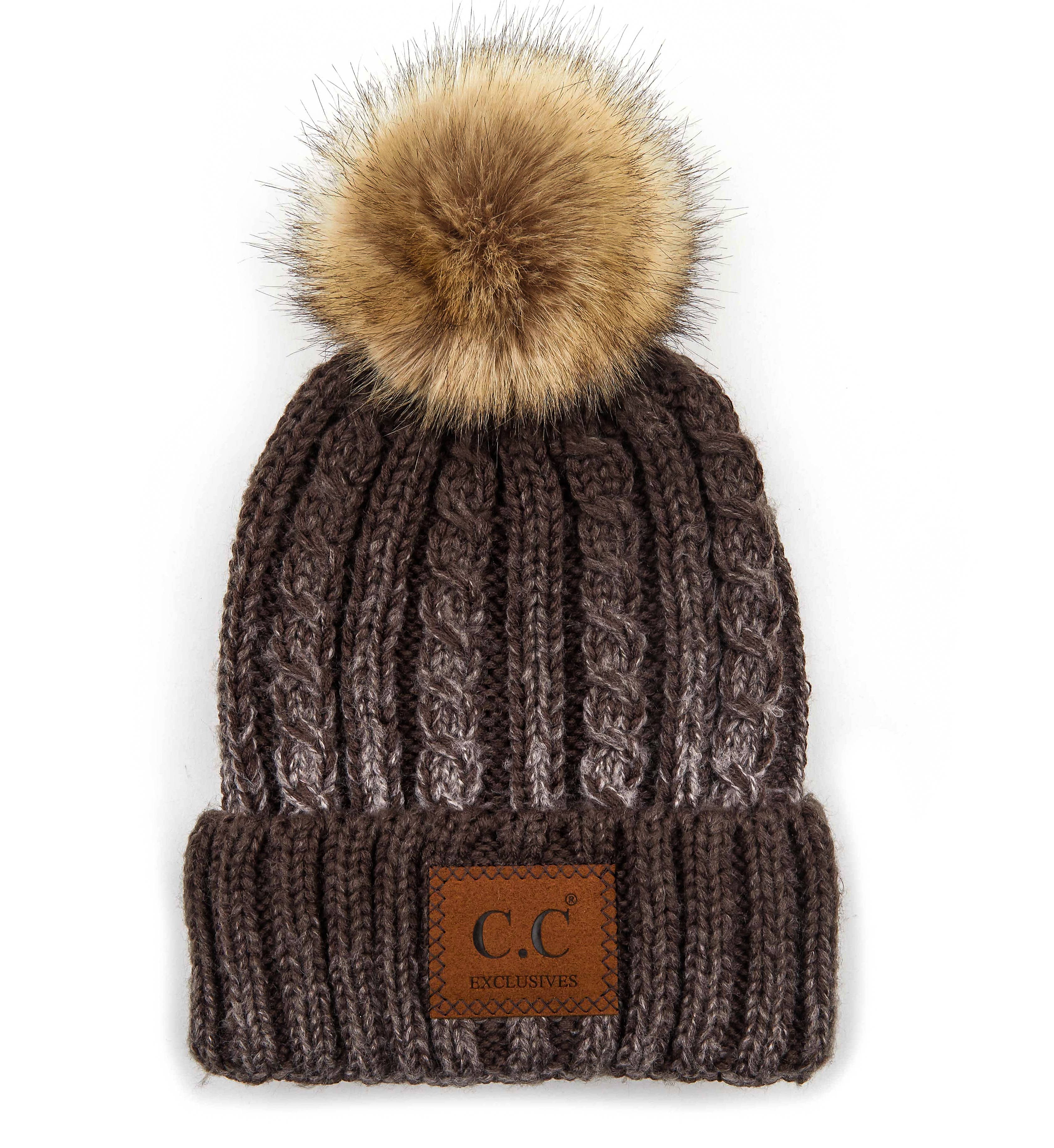 Accessorize Me - Vente Bonnet – femme - Tuque torsadée à pompon CC Ombre0