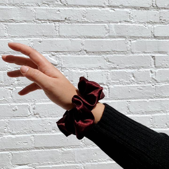 Beyond Scrunchies – wholesale Scrunchie - Women’s – MAROON - Mulberry Silk Scrunchie4