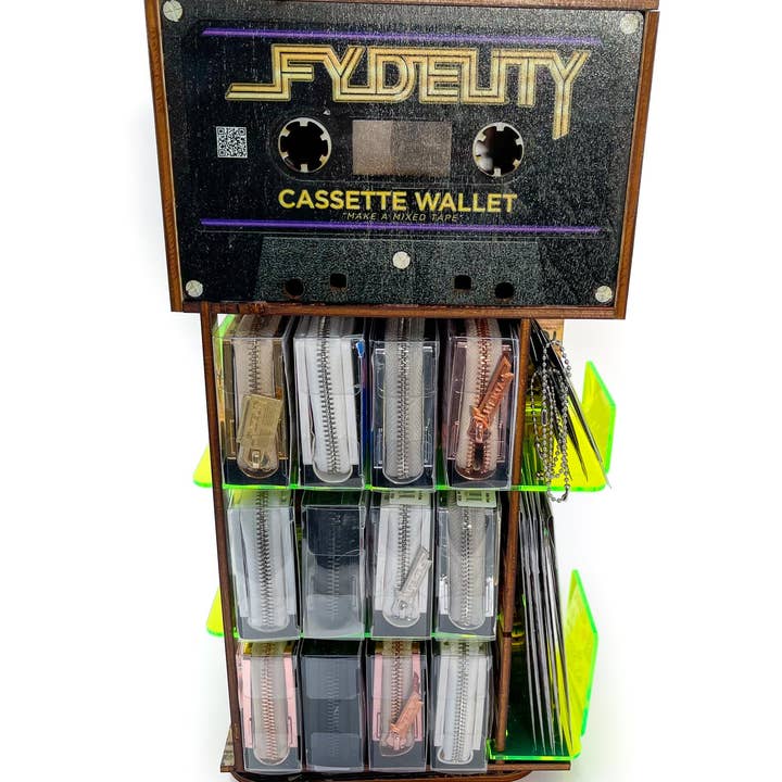 Fydelity - Wholesale Wallet - Unisex - Retro Cassette Wallet Display Stand | Retail POP5