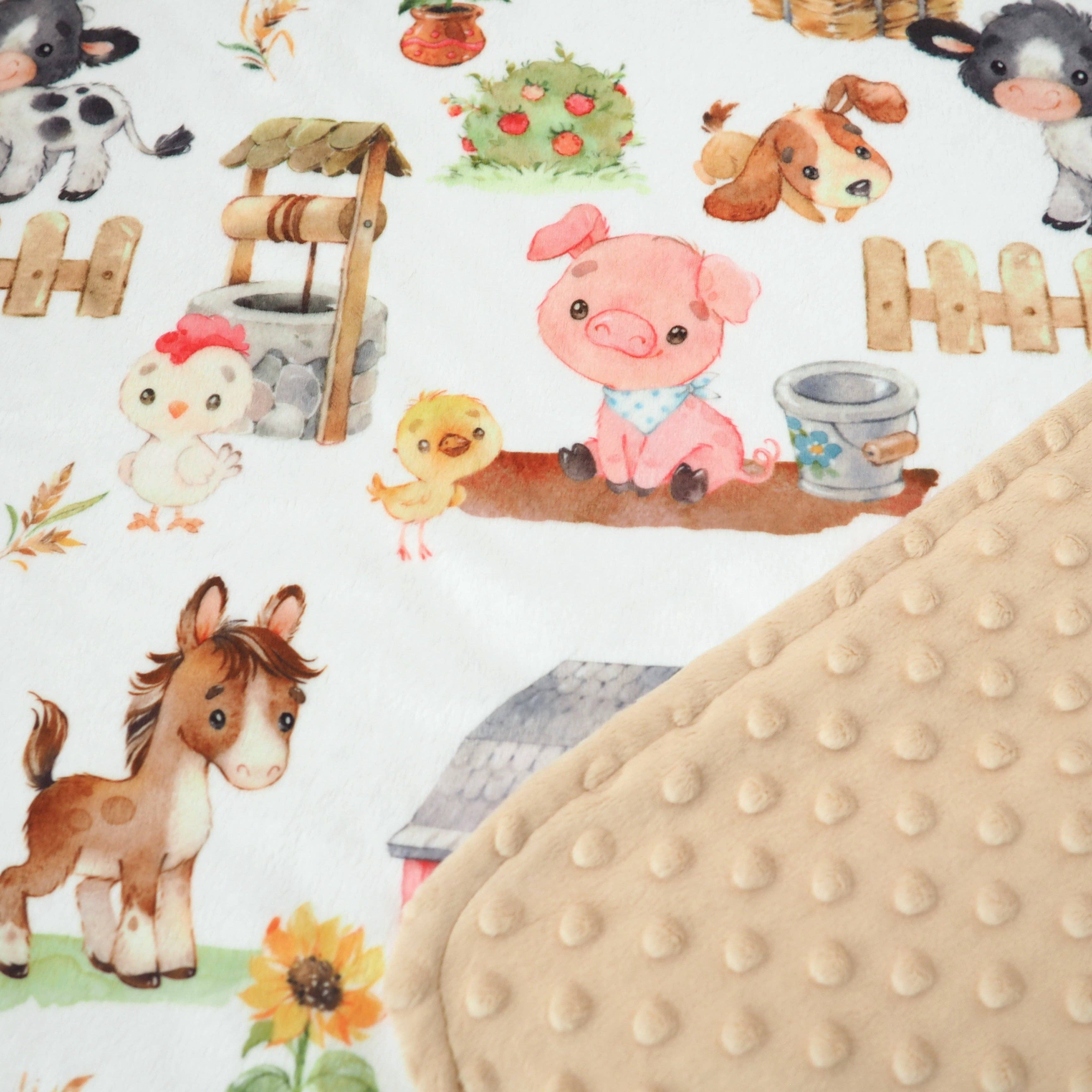 Honey Lemonade- Minky Baby Blankets and Gifts - Wholesale Bedding Blanket - Kids & Baby - Baby & Toddler Minky Blanket - Farm Animals8