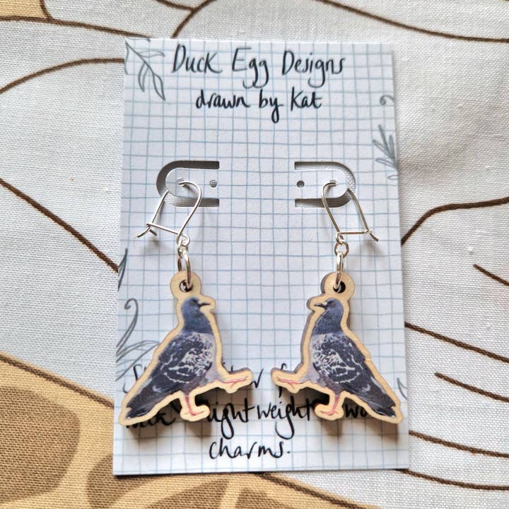 Pigeon Earrings for wholesale by Duck Egg Designs