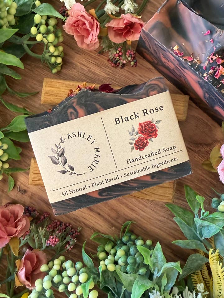 Black Rose Bar Soap | Nourishing Handmade Artisan for wholesale by Ashley Marie Soap
