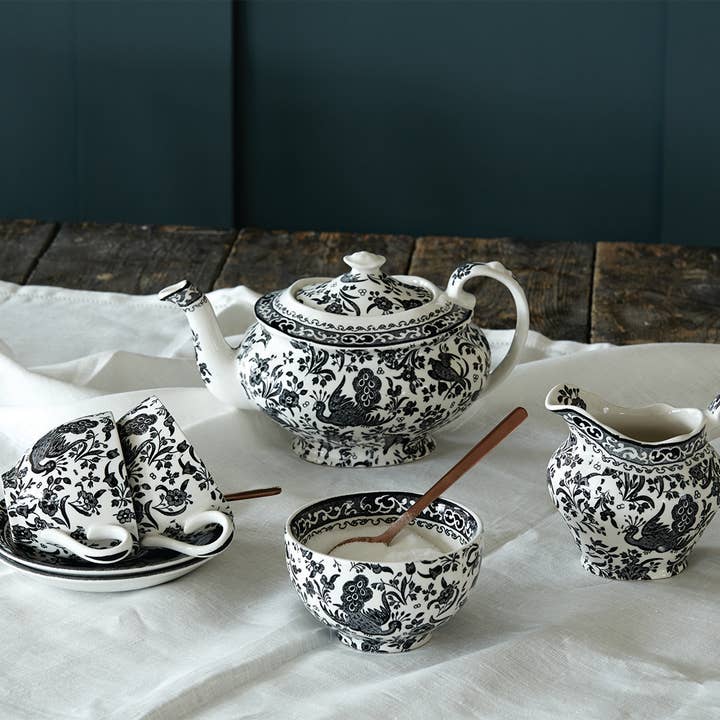 Burleigh - Wholesale Bowl - Black Regal Peacock Large Sugar Bowl