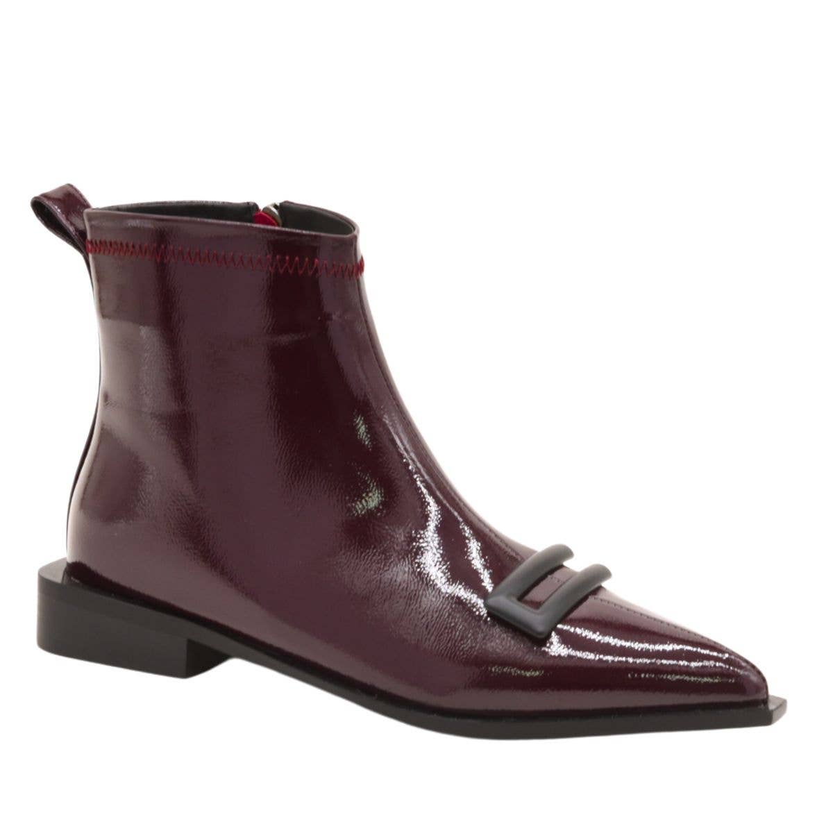 Azarey - Wholesale Booties - Women's - Patent flat ankle boot with front detail 462K157 1