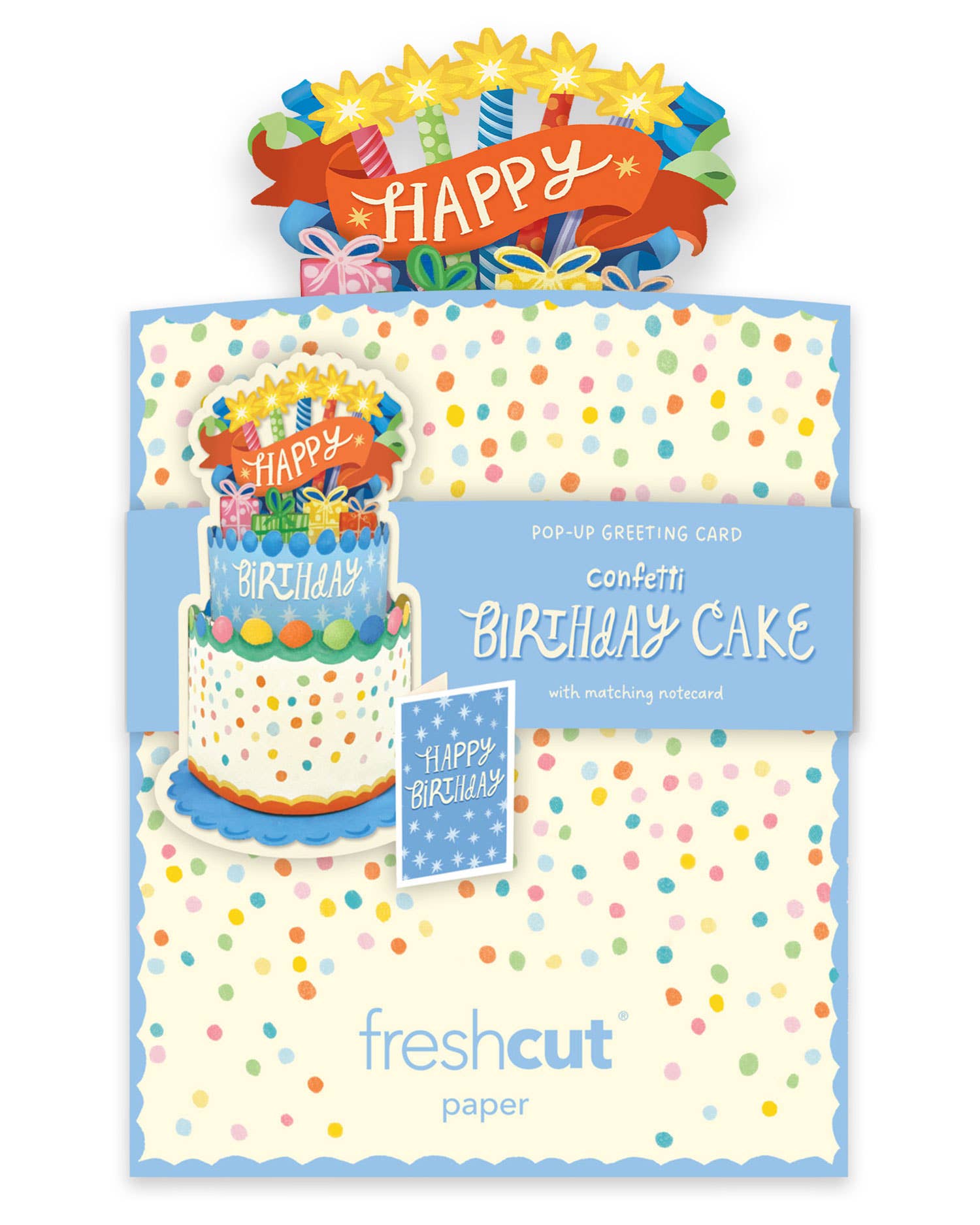 FreshCut Paper LLC - Wholesale Birthday Card - Mini Confetti Birthday Cake (10 Mini Pop-up Greeting Cards)4