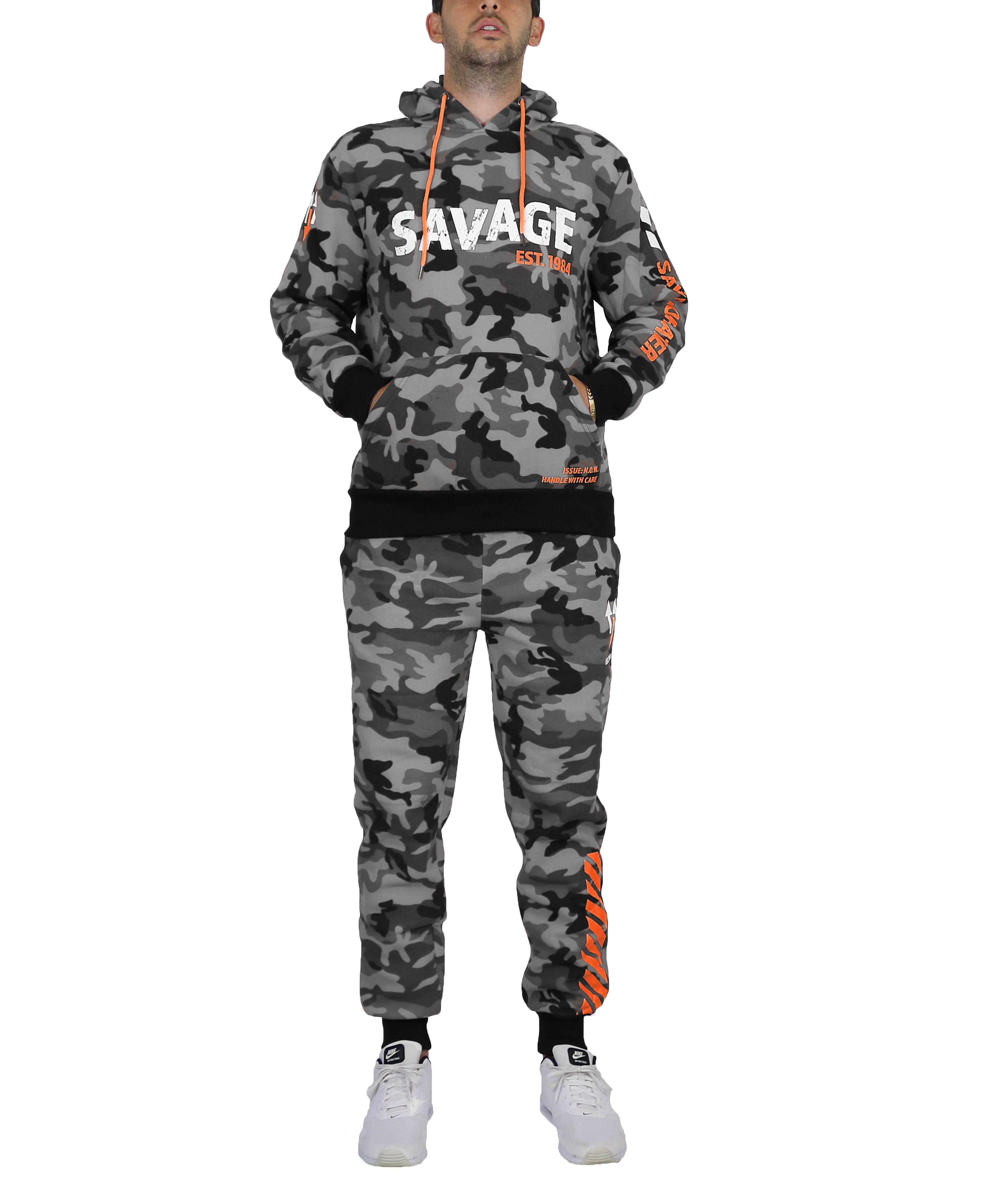 Galaxy By Harvic - Wholesale Lounge Set - Men's - Men's Fleece Hoodie & Jogger Set - SAVAGE CAMO9