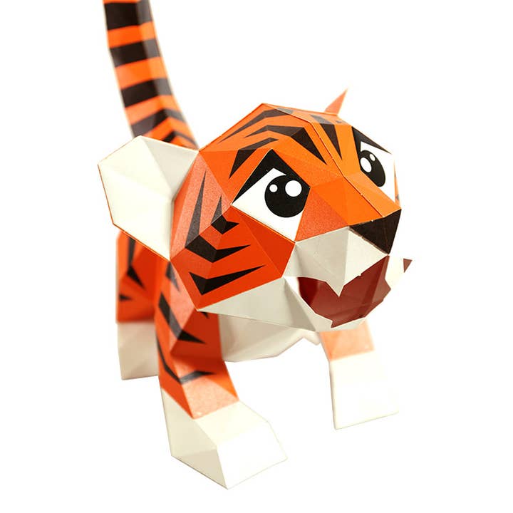 PAPERCRAFT WORLD - Vente Kit de bricolage - Modèle origami à double usage Baby Tiger, lampe animalière3