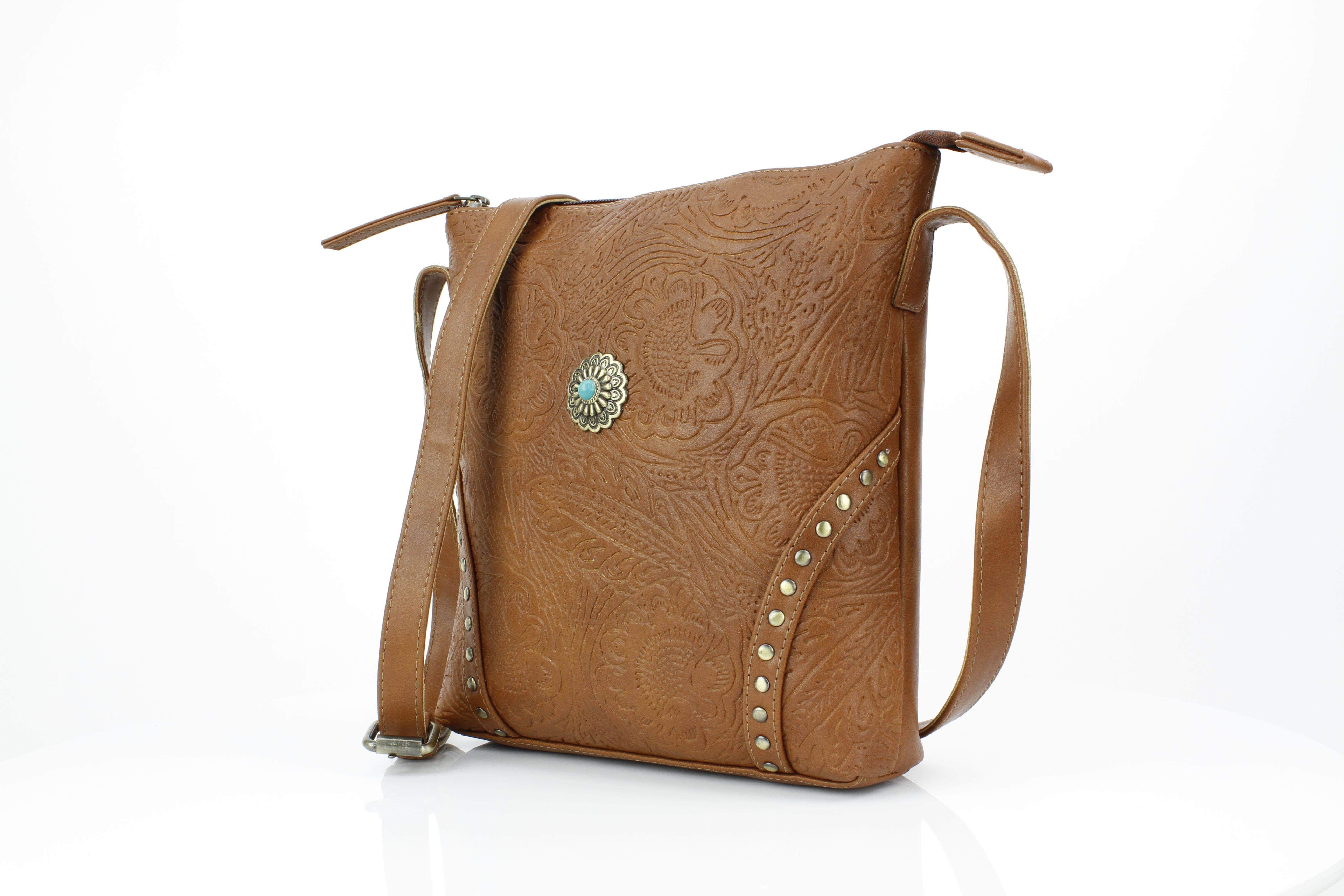 Leather Impressions Inc – Engroshandel Messenger bag – Kvinder – Vegansk læder filigran messenger med concho RMHB 40 250414