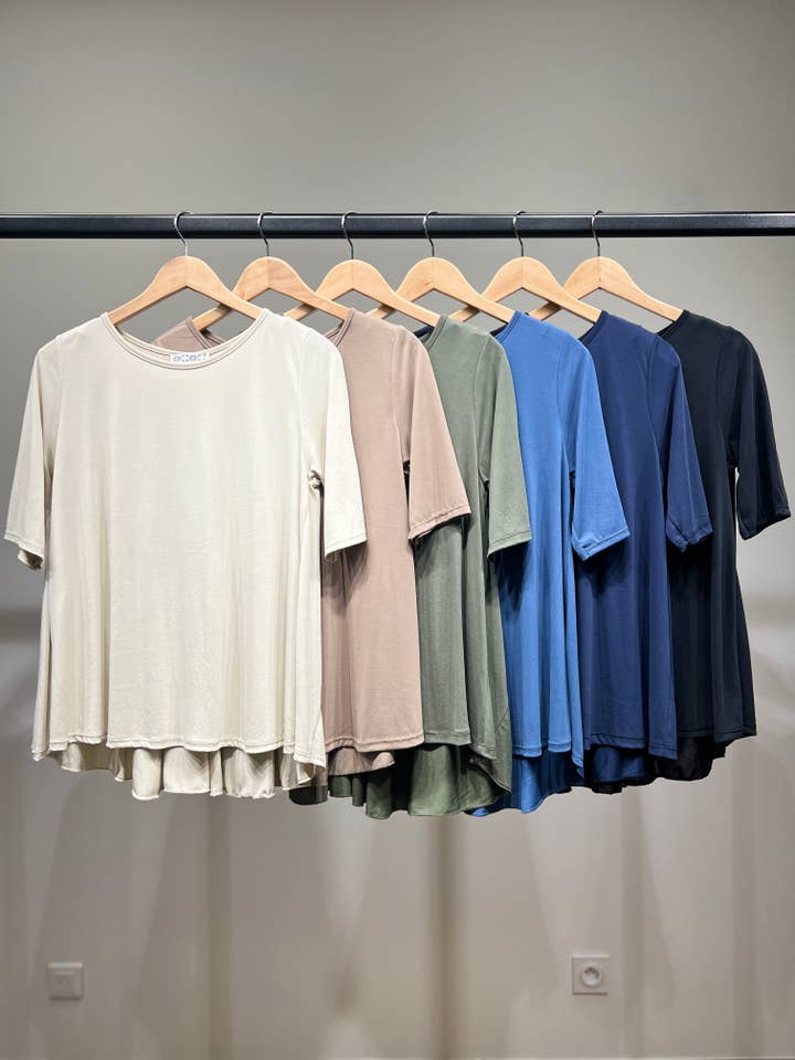 Flared Fluid T-Shirt in Viscose Polyester for wholesale by L'Emotion