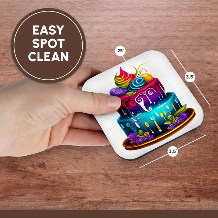 3dRose - Wholesale Coasters - 3dRose, Colorful and Fun Two Layer Cake Illustration, Coaster13