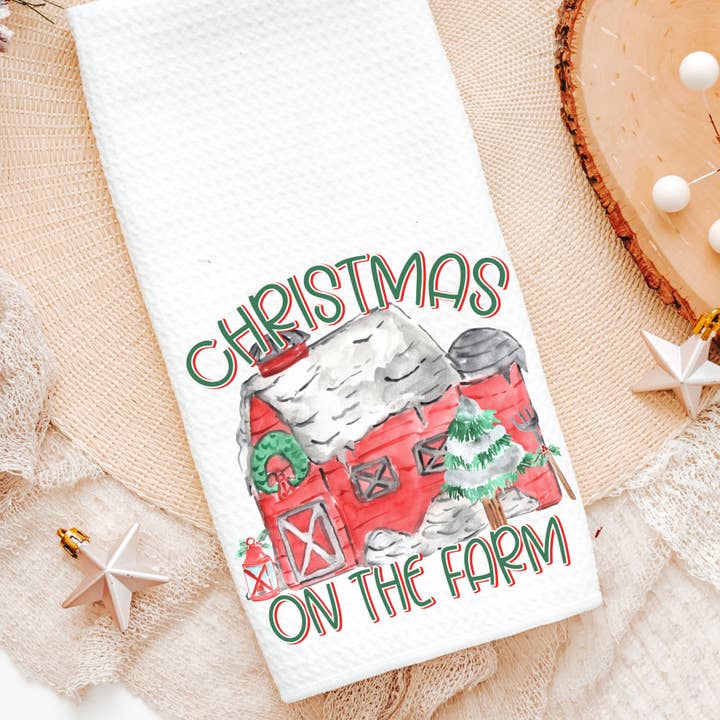 Christmas On the Farm hand towels for wholesale by Capable By Design