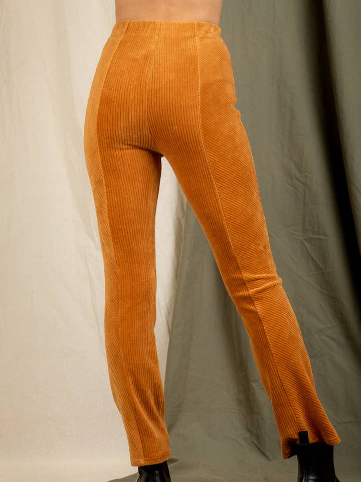 VERY J - Wholesale Pants - Women's - NP70085-Solid velvet bell pants