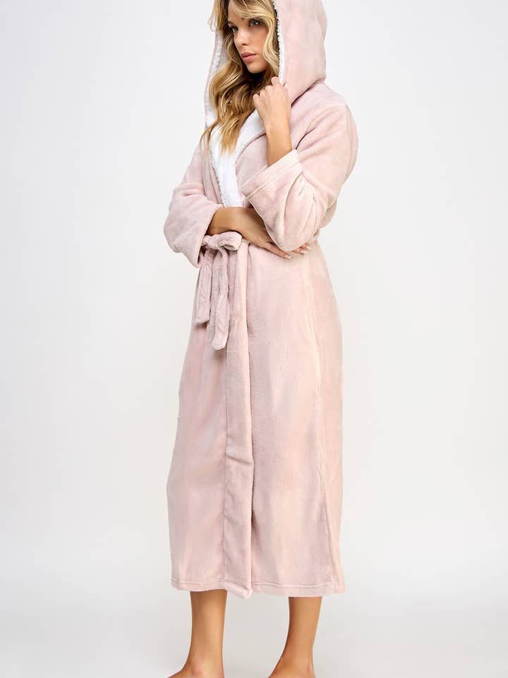 Pink 1818 Janette Color Block Plush Robe for wholesale on Faire