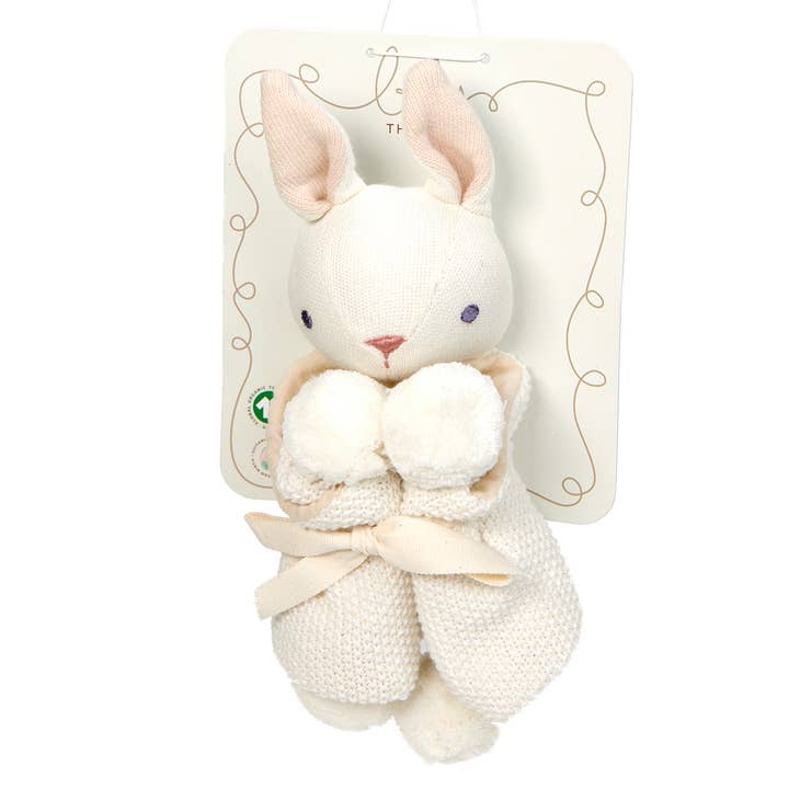 ThreadBear Design UK/EU - Wholesale Security/Cuddle Blanket - Baby - Baby Threads Cream Bunny - Organic Comforter 25cm