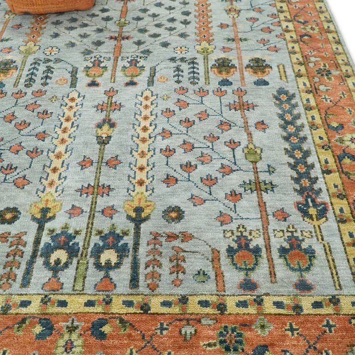 The Rug Decor, Inc. - Wholesale Area Rug - 8x10, 9x12, 10x14 and 12x15 Hand Knotted Rust and Blue Traditional Persian Vintage Heriz Serapi Wool Rug | TRDCP204