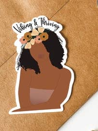 Vibing & Thriving Vinyl Sticker for wholesale by Adaeze and Company LLC