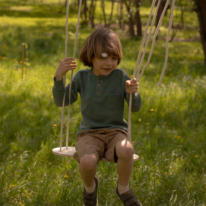 Babai – Großhandel Holzspielzeug – Kinder – Babai Kinder-Holzschaukel mit Baumwollseil15