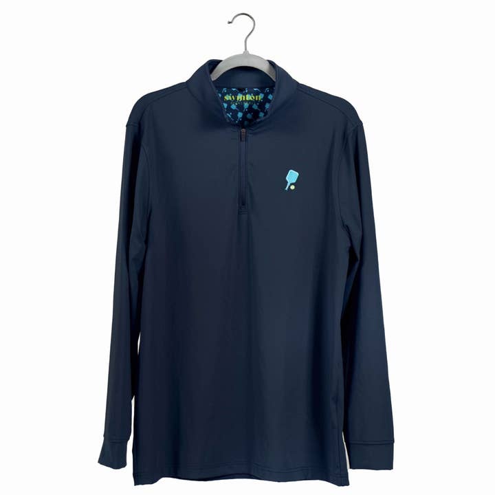 Court Performance Quarter Zip Pullover in Navy for wholesale by Swinton