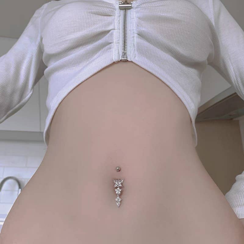 Gemscape UK - Wholesale Belly Ring - Stunning Butterfly Body Piercing with crystals1