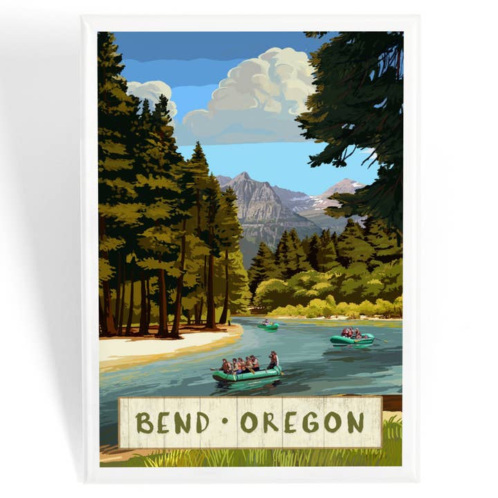 Lantern Press - Wholesale Magnet - MAGNET Bend, Oregon, River Rafting