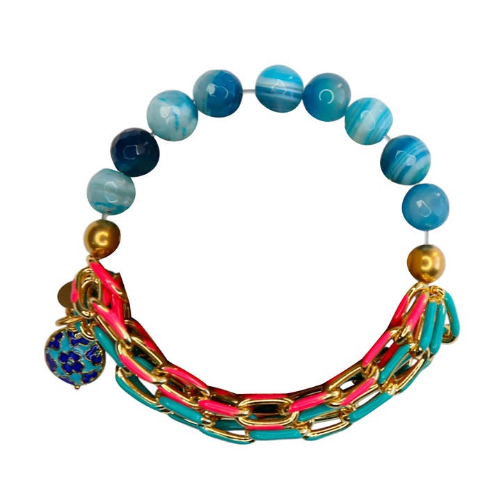 Fiji Elastic Bracelet in Ocean Blue for wholesale by Catherine Page Jewelry