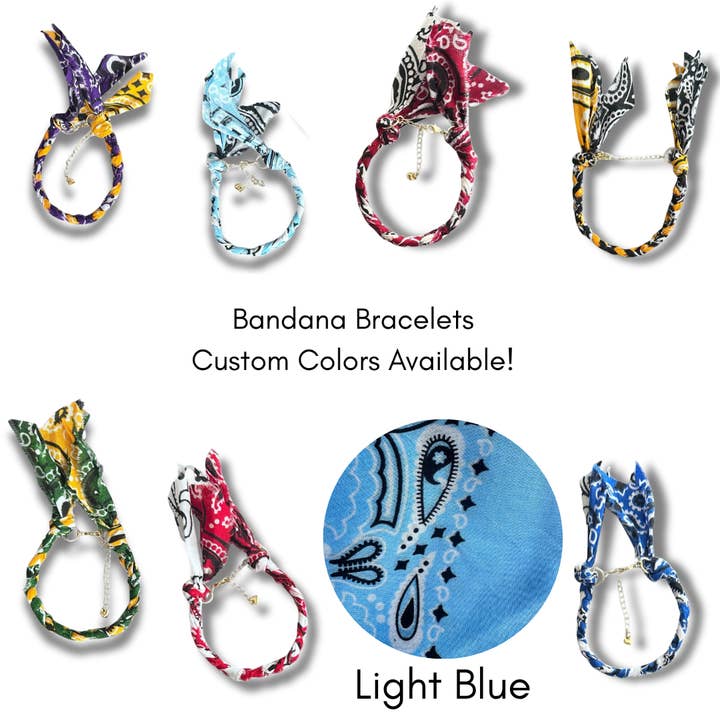 Custom Bandana Bracelet - Light Blue / School Spirit for wholesale by Karma Cat Jewelry Co.