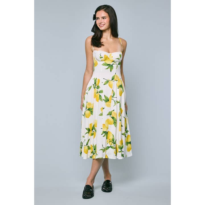 FRESH LEMON UNDERWIRE SLEEVELESS LONG MIDI DRESS for wholesale by Sky to Moon