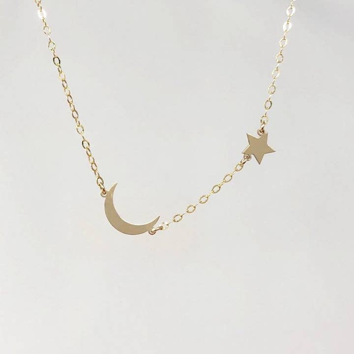 STAR and MOON Necklace for wholesale by Jennifer Shon Jewelry