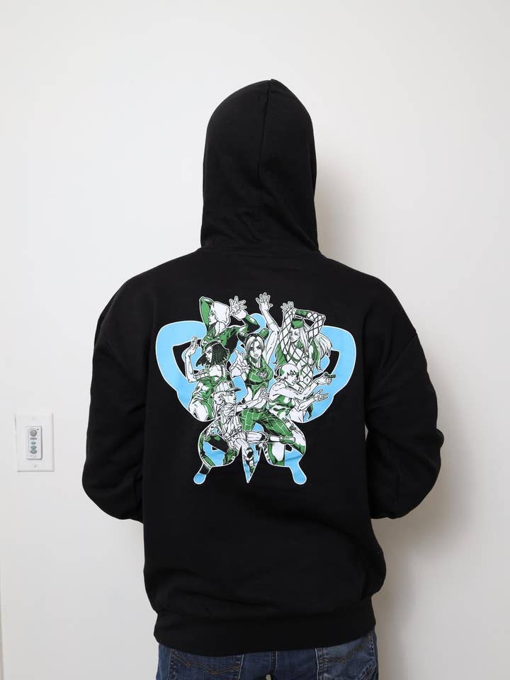 Fundom - Wholesale Hoodie - Men's - JoJo's Bizarre Adventure Jolyne Cujoh Green & White - Front & Back Print - Licensed Adult Hoodie6