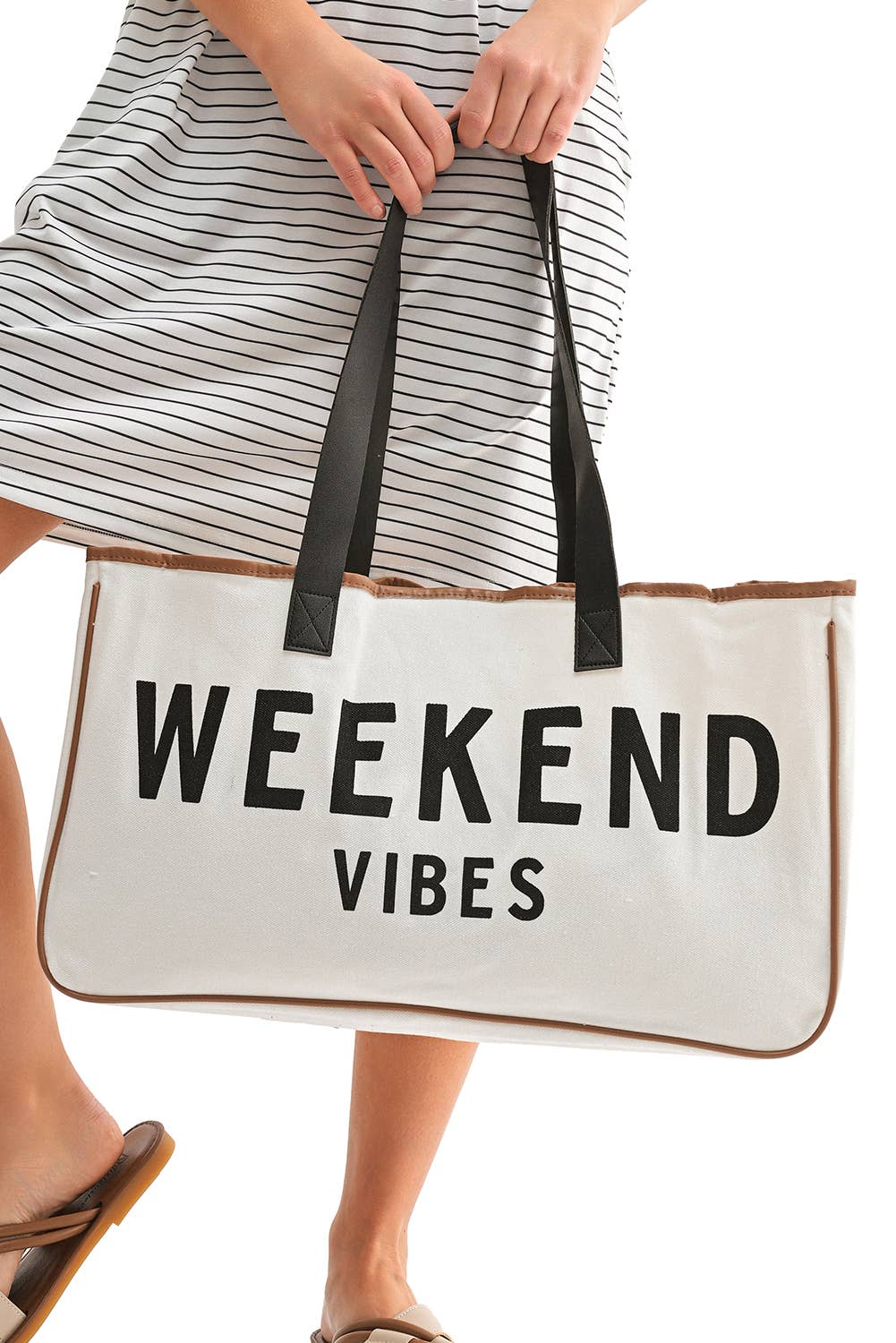 As shown WEEKEND VIBES Canvas Tote for wholesale on Faire3