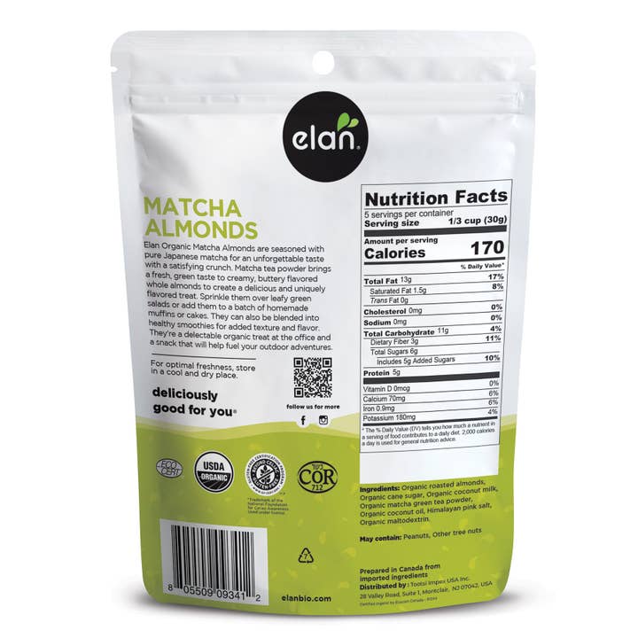 Elan - Wholesale Nuts - Elan Organic Matcha Almonds, Non-GMO, Gluten-Free, Vegan