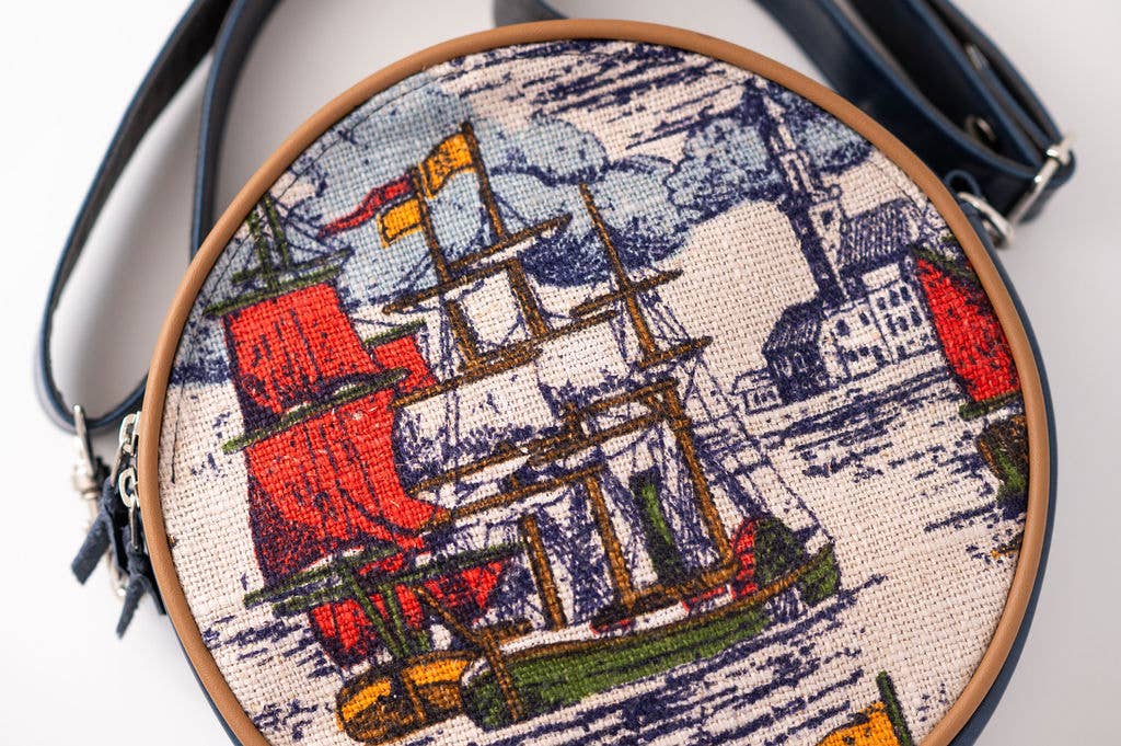 Crystalyn Kae Accessories - Wholesale Crossbody Bag - Women's - Circle Bag - Vintage Fabric round crossbody bag6